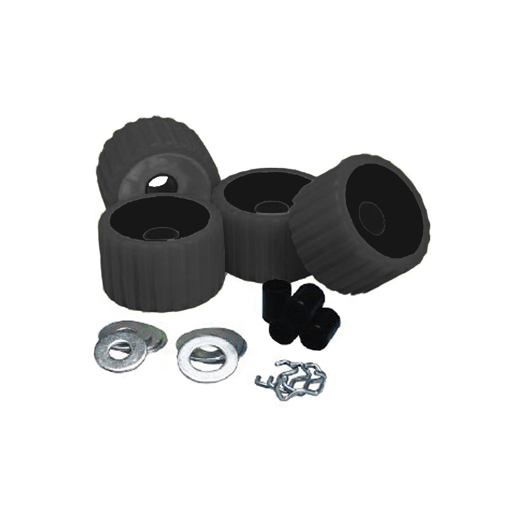 C.E. Smith Ribbed Roller Replacement Kit - 4 Pack - Black [29210] | Rollers & Brackets by C.E. Smith 