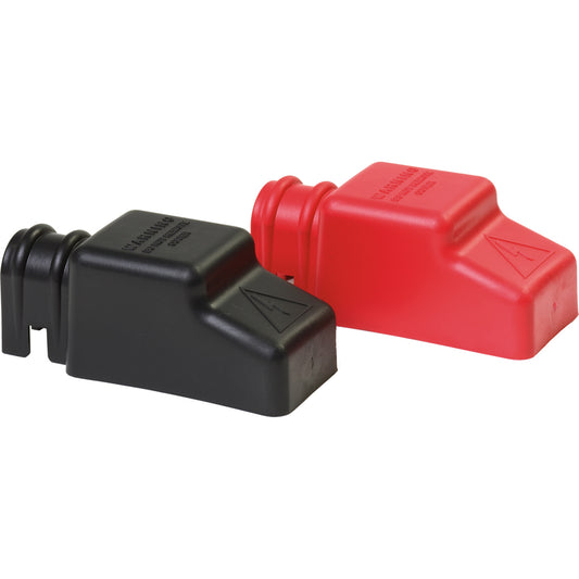 Blue Sea 4018 Square CableCap Insulators Pair Red/Black [4018] | Busbars, Connectors & Insulators by Blue Sea Systems 