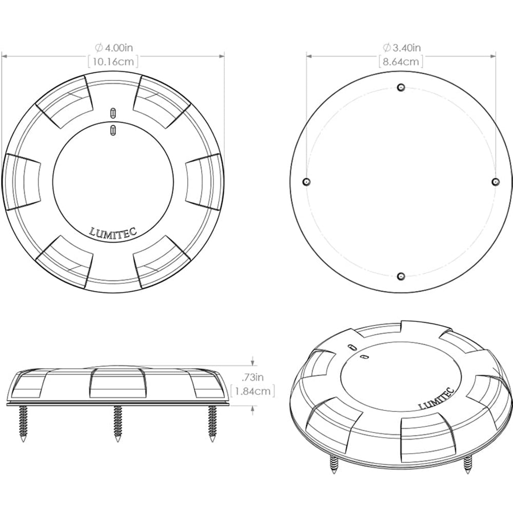 Lumitec Aurora LED Dome Light - White Finish - White/Blue Dimming [101075] | Dome/Down Lights by Lumitec 