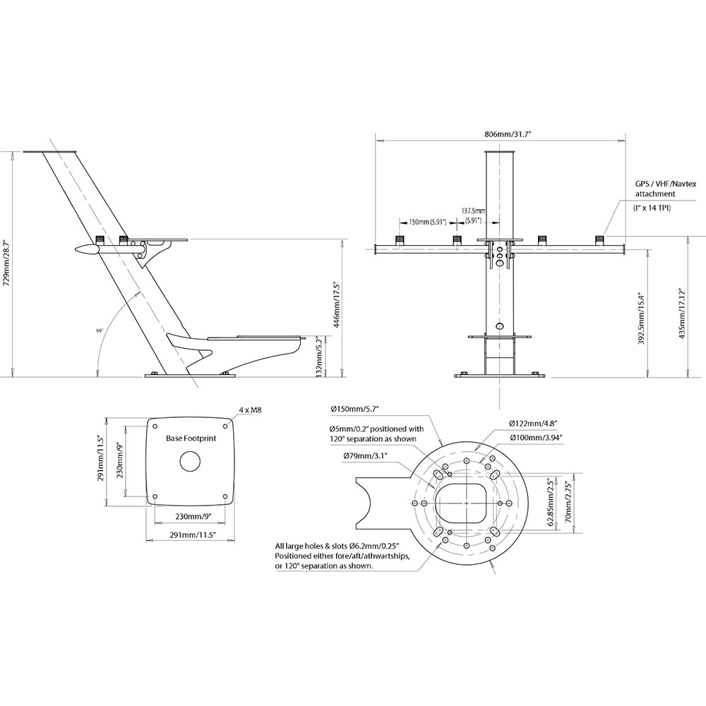 Scanstrut Tapered Radar Mast