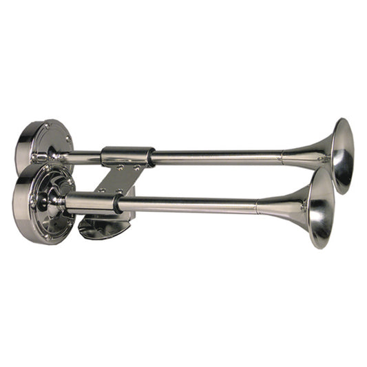 Schmitt Marine Deluxe All-Stainless Shorty Dual Trumpet Horn - 12V [10012] | Horns by Schmitt Marine 