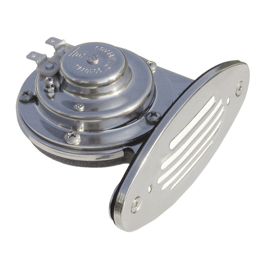 Schmitt Marine Mini Stainless Steel Single Drop-In Horn w/Stainless Steel Grill - 12V Low Pitch [10050] | Horns by Schmitt Marine 