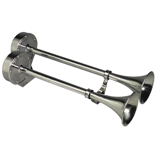 Schmitt Marine Deluxe All-Stainless Dual Trumpet Horn - 24V [12428] | Horns by Schmitt Marine 
