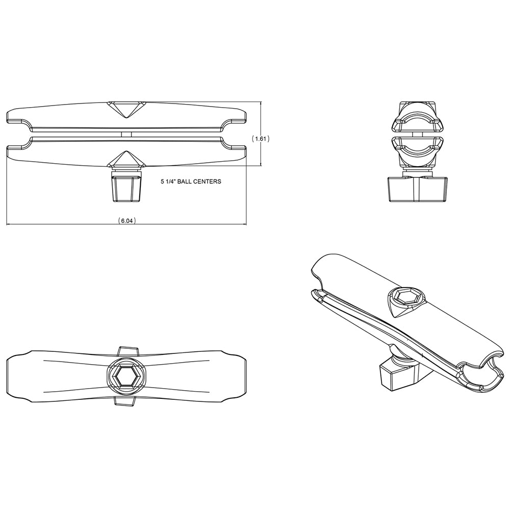 RAM Mount Long Double Socket Arm f/1" Ball Bases