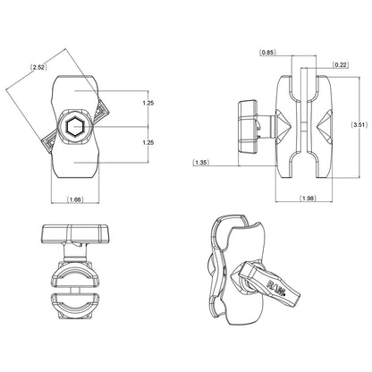 RAM Mount Short Double Socket Arm f/1.5" Ball