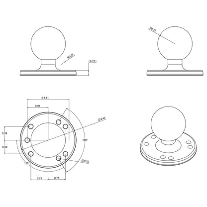 RAM Mount 2-1/2" Diameter Base w/1.5" Ball