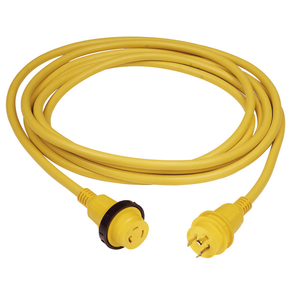 Marinco 30 Amp PowerCord PLUS Cordset w/Power-On LED - Yellow 50ft [199119] | Shore Power by Marinco 