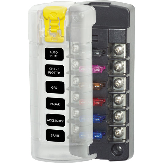 Blue Sea 5035 ST Blade Fuse Block w/Cover - 6 Circuit Independent w/o Negative Bus [5035] | Fuse Blocks & Fuses by Blue Sea Systems 