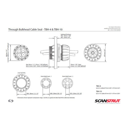 Scanstrut TBH-4 Through Bulkhead Cable Seal [TBH-4] | Wire Management by Scanstrut 