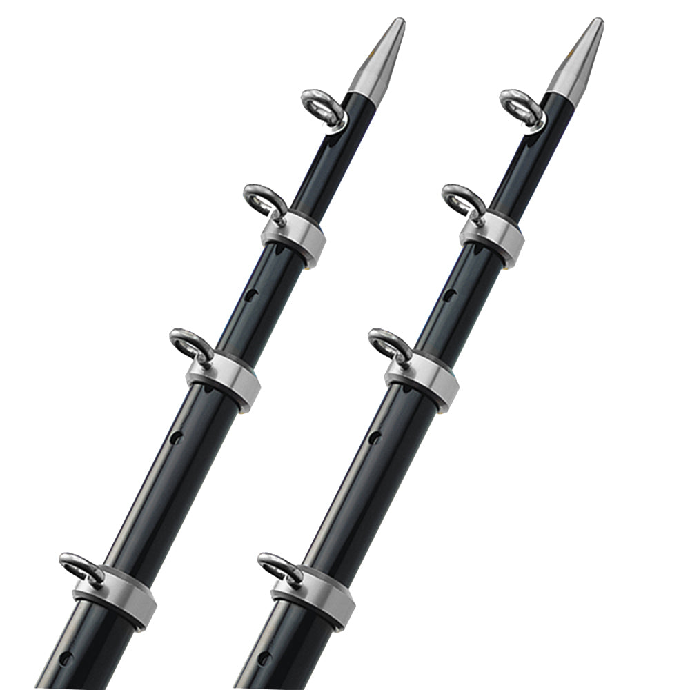 TACO 15' Telescopic Outrigger Poles HD 1-1/2" - Black/Silver [OT-0542BKA15-HD] | Outriggers by TACO Marine 