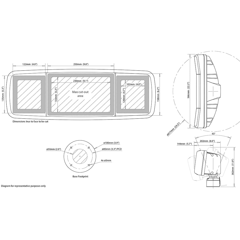 Scanstrut Scanpod Deck Pod Uncut f/7" or 8" Display  2 or 4 Instruments [SPD-4XI-W] | Display Mounts by Scanstrut 