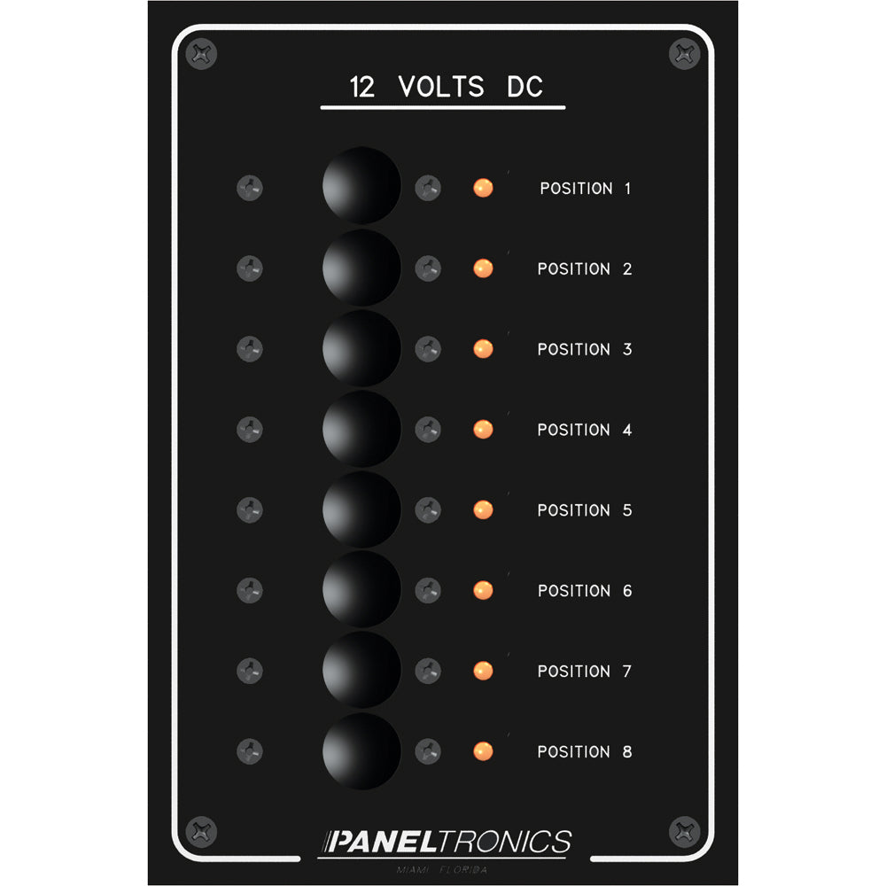 Paneltronics Standard Panel - DC 8 Position Circuit Breaker w/LEDs [9972208B] | Electrical Panels by Paneltronics 