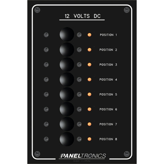 Paneltronics Standard Panel - DC 8 Position Circuit Breaker w/LEDs [9972208B] | Electrical Panels by Paneltronics 