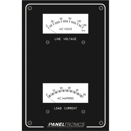 Paneltronics Standard Panel AC Meter - 0-150 AC Voltmeter & 0-50Amp Ammeter [9982304B] | Electrical Panels by Paneltronics 