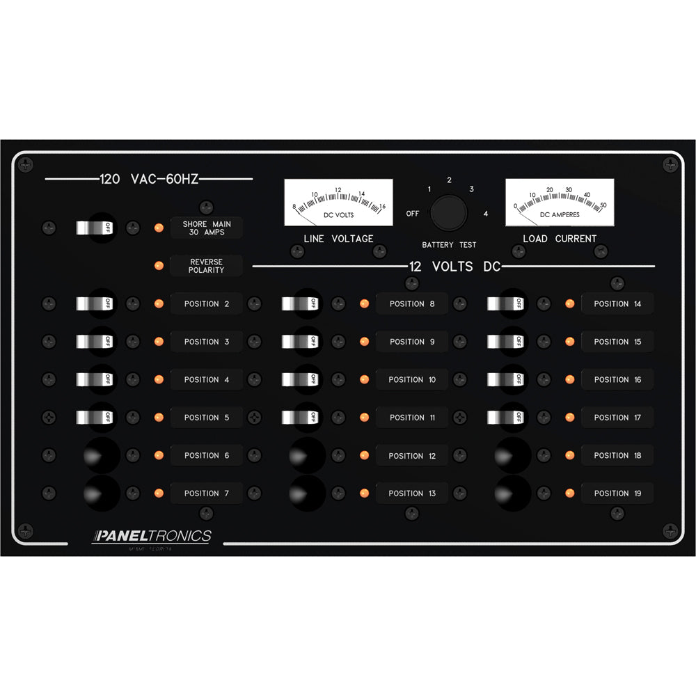 Paneltronics Standard Panel - AC/DC 19 Position Circuit Breaker w/Meters & LEDs [9973410B] | Electrical Panels by Paneltronics 