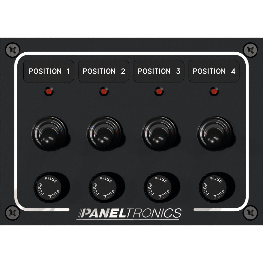 Paneltronics Waterproof Panel - DC 4-Position Toggle Switch & Fuse w/LEDs [9960008B] | Electrical Panels by Paneltronics 