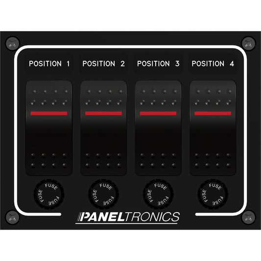 Paneltronics Waterproof Panel - DC 4-Position Illuminated Rocker Switch & Fuse [9960011B] | Electrical Panels by Paneltronics 