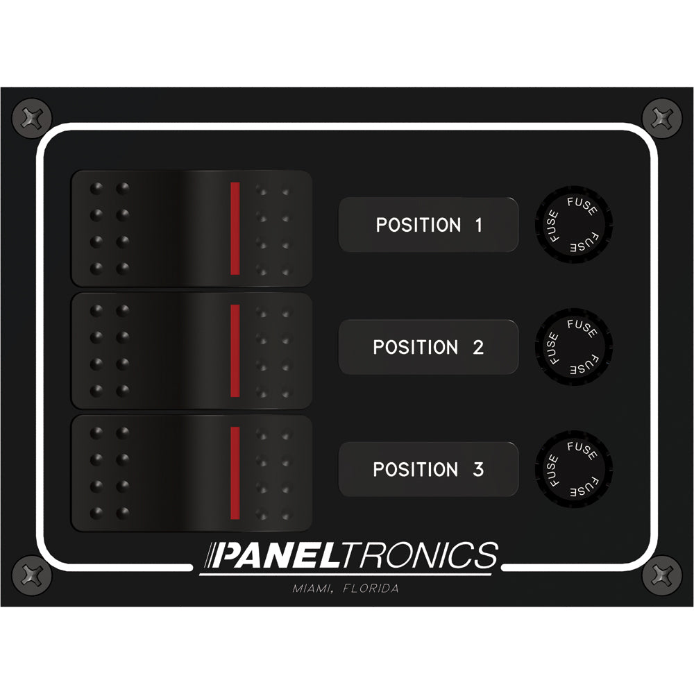 Paneltronics Waterproof Panel - DC 3-Position Illuminated Rocker Switch & Fuse [9960014B] | Electrical Panels by Paneltronics 