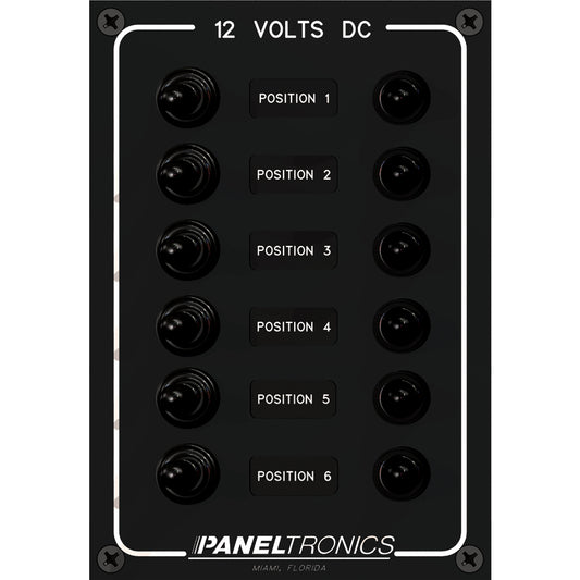 Paneltronics Waterproof Panel - DC 6-Position Toggle Switch & Circuit Breaker [9960016B] | Electrical Panels by Paneltronics 