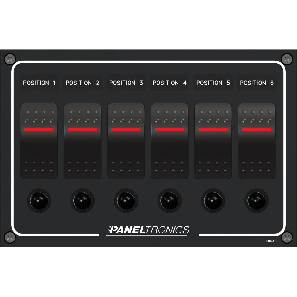 Paneltronics Waterproof Panel - DC 6-Position Illuminated Rocker Switch & Circuit Breaker [9960023B] | Electrical Panels by Paneltronics 