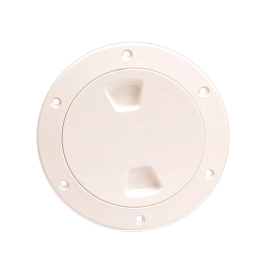 Beckson 4" Smooth Center Screw-Out Deck Plate - Beige [DP40-N] | Deck Plates by Beckson Marine 