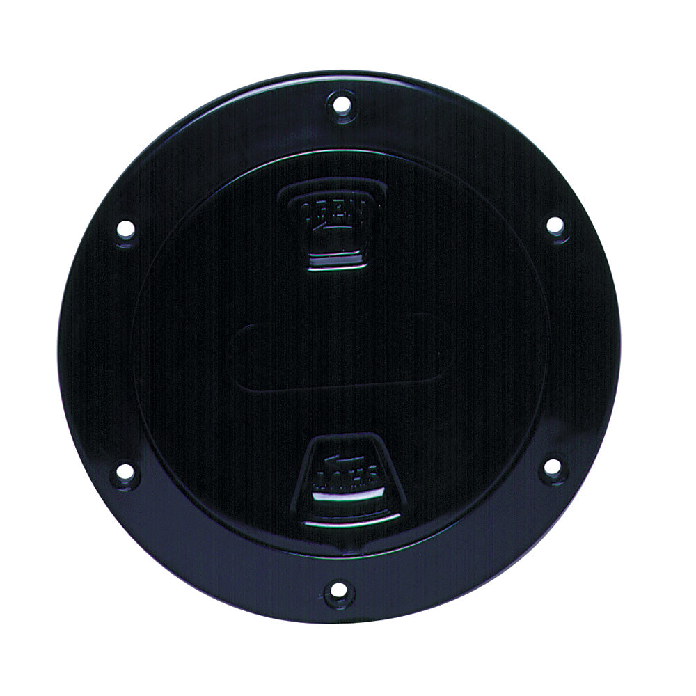 Beckson 4" Smooth Center Screw-Out Deck Plate - Black [DP40-B] | Deck Plates by Beckson Marine 