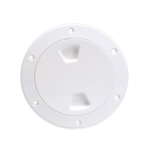 Beckson 4" Smooth Center Screw-Out Deck Plate - White [DP40-W] | Deck Plates by Beckson Marine 