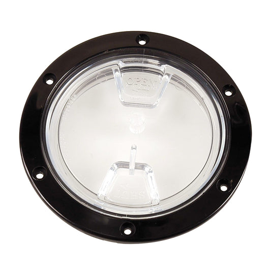 Beckson 4" Clear Center Screw Out Deck Plate - Black [DP40-B-C] | Deck Plates by Beckson Marine 