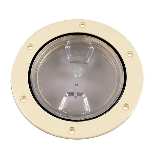 Beckson 4" Clear Center Screw-Out Deck Plate - Beige [DP40-N-C] | Deck Plates by Beckson Marine 