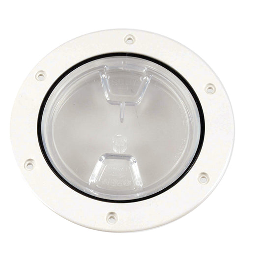 Beckson 4" Clear Center Screw-Out Deck Plate - White [DP40-W-C] | Deck Plates by Beckson Marine 