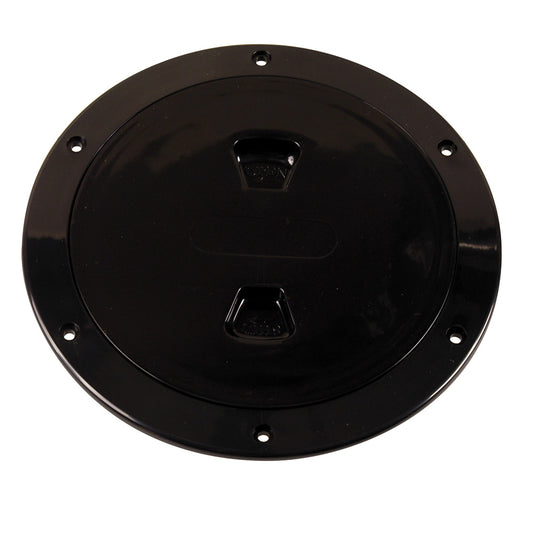 Beckson 6" Smooth Center Screw-Out Deck Plate - Black [DP60-B] | Deck Plates by Beckson Marine 