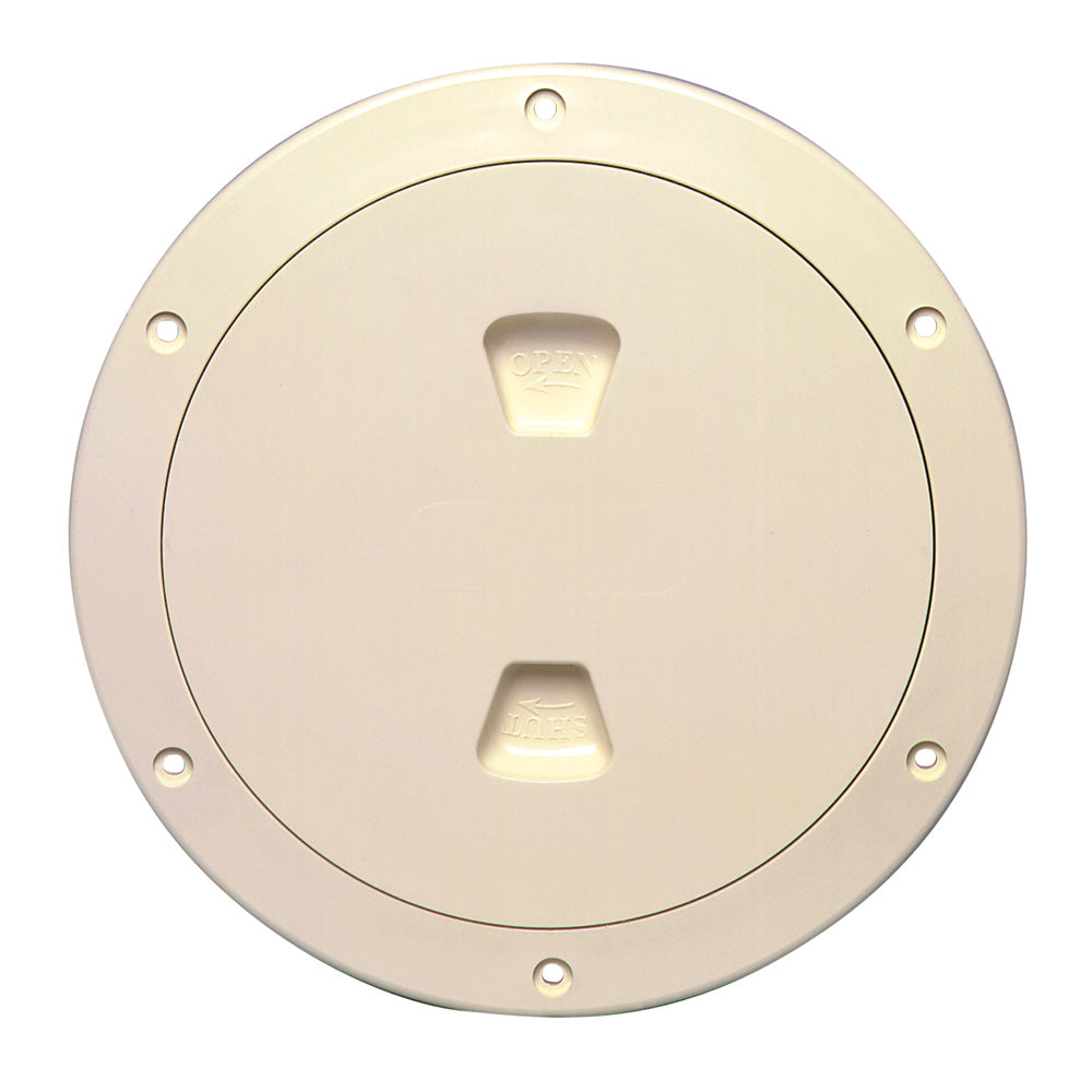 Beckson 6" Smooth Center Screw-Out Deck Plate - Beige [DP60-N] | Deck Plates by Beckson Marine 