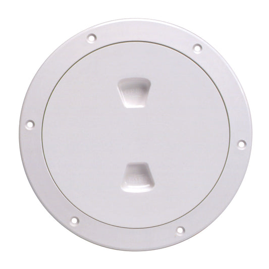 Beckson 6" Smooth Center Screw-Out Deck Plate - White [DP60-W] | Deck Plates by Beckson Marine 
