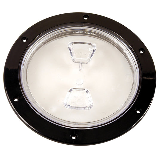 Beckson  6" Clear Center Screw-Out Deck Plate - Black [DP60-B-C] | Deck Plates by Beckson Marine 