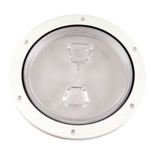 Beckson 6" Clear Center Screw Out Deck Plate - White [DP60-W-C] | Deck Plates by Beckson Marine 