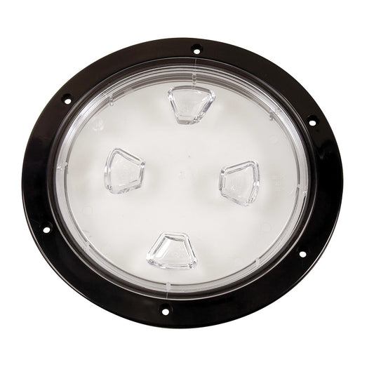 Beckson 8" Clear Center Screw-Out Deck Plate - Black [DP80-B-C] | Deck Plates by Beckson Marine 