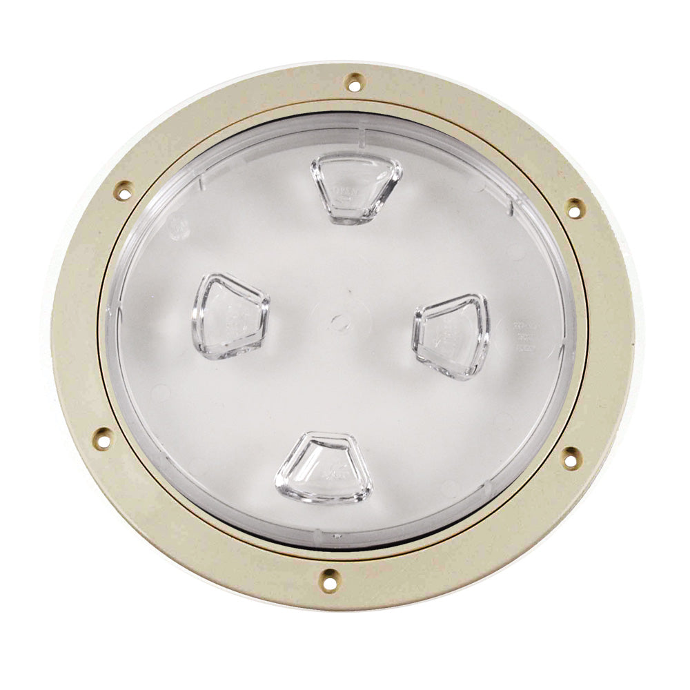 Beckson 8" Clear Center Screw-Out Deck Plate - Beige [DP80-N-C] | Deck Plates by Beckson Marine 