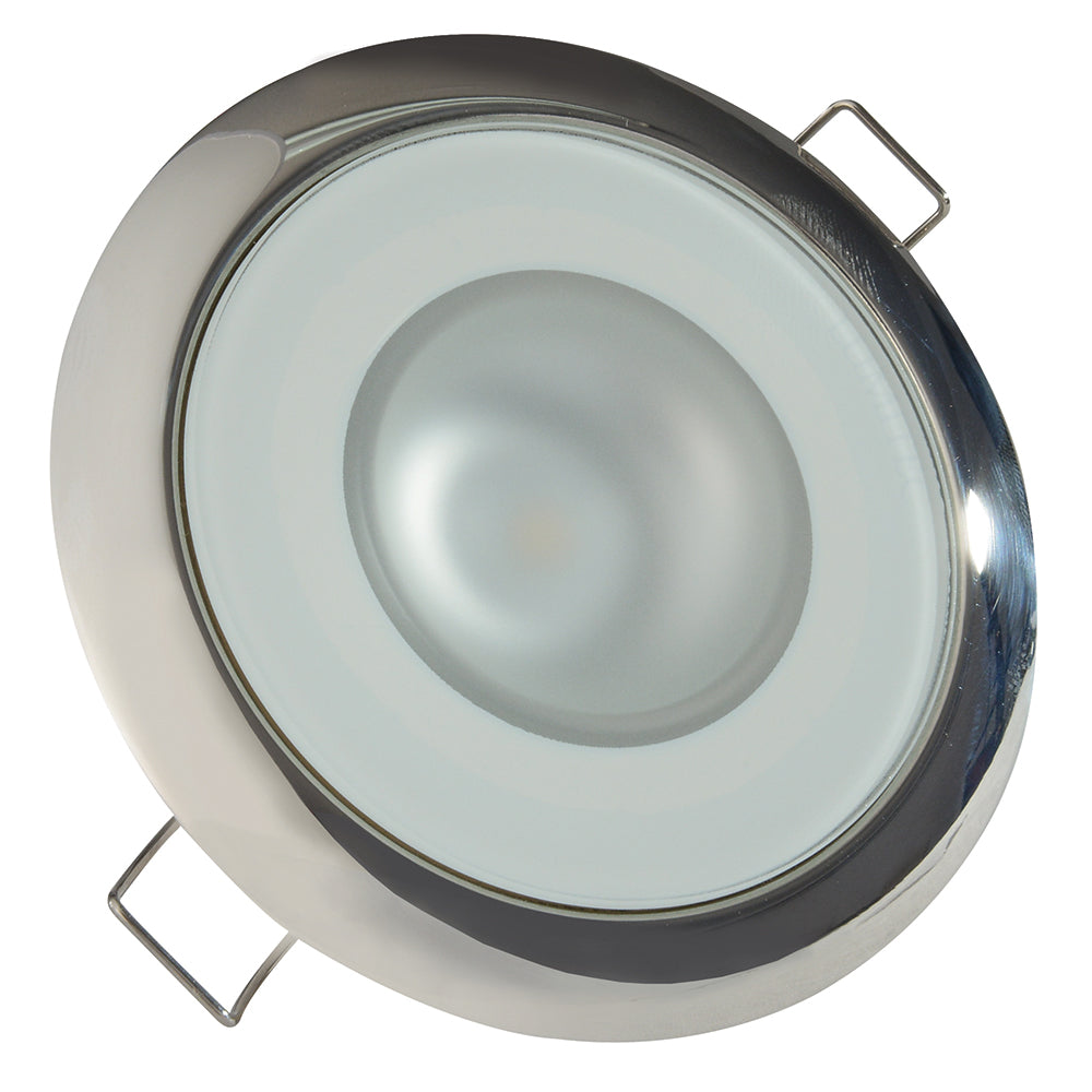 Lumitec Mirage - Flush Mount Down Light - Glass Finish/Polished SS Bezel - 2-Color White/Blue Dimming [113111] | Dome/Down Lights by Lumitec 