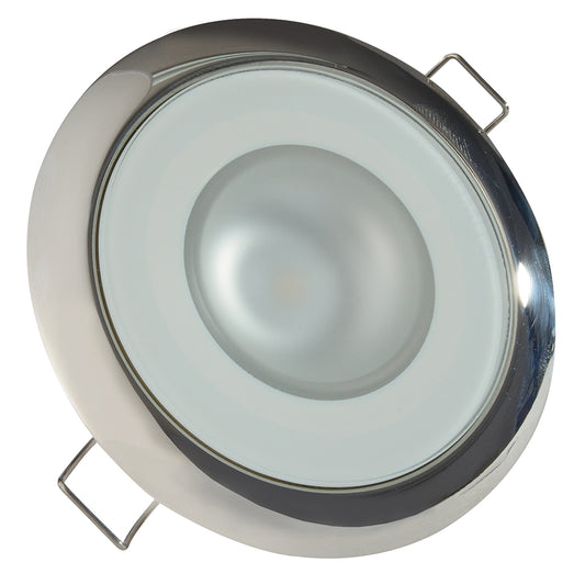 Lumitec Mirage - Flush Mount Down Light - Glass Finish/Polished SS Bezel 2-Color White/Red Dimming [113112] | Dome/Down Lights by Lumitec 