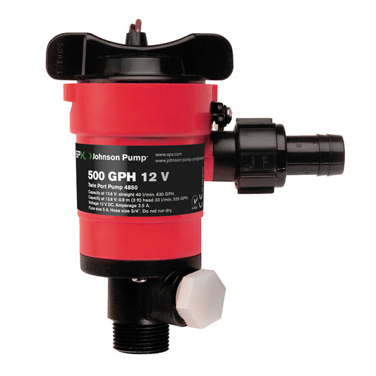 Johnson Pump Twin Port 500GPH Livewell Aerating Pump - 12V [48503] | Livewell Pumps by Johnson Pump 