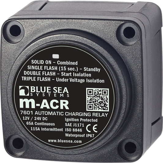Blue Sea 7601 DC Mini ACR Automatic Charging Relay - 65 Amp [7601] | Battery Management by Blue Sea Systems 