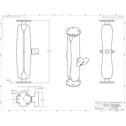 RAM Mount Ball Mount w/Long Double Socket Arm & 2-2.5" Round Bases w/AMPs Pattern