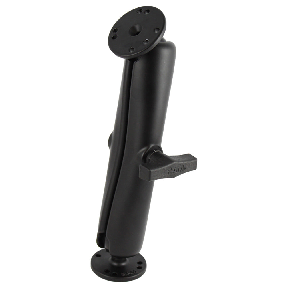 RAM Mount Ball Mount w/Long Double Socket Arm & 2-2.5" Round Bases w/AMPs Pattern