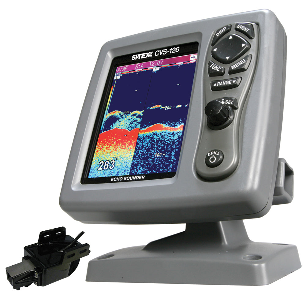 SI-TEX CVS-126 Dual Frequency Color Echo Sounder w/Transom Mount Triducer 250/50/200ST-CX [CVS-126TM] | Fishfinder Only by SI-TEX 