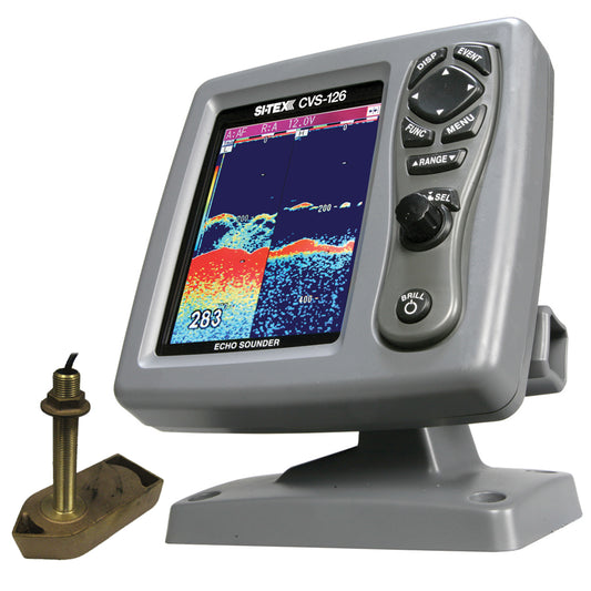 SI-TEX CVS-126 Dual Frequency Color Echo Sounder w/600kW Thru-Hull Tranducer 307/50/200T-CX [CVS-1266TH] | Fishfinder Only by SI-TEX 