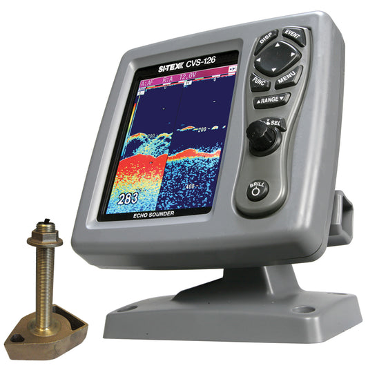 SI-TEX CVS-126 Dual Frequency Color Echo Sounder w/600kW Thru-Hull Transducer 1700/50/200T-CX [CVS-1266TH1] | Fishfinder Only by SI-TEX 