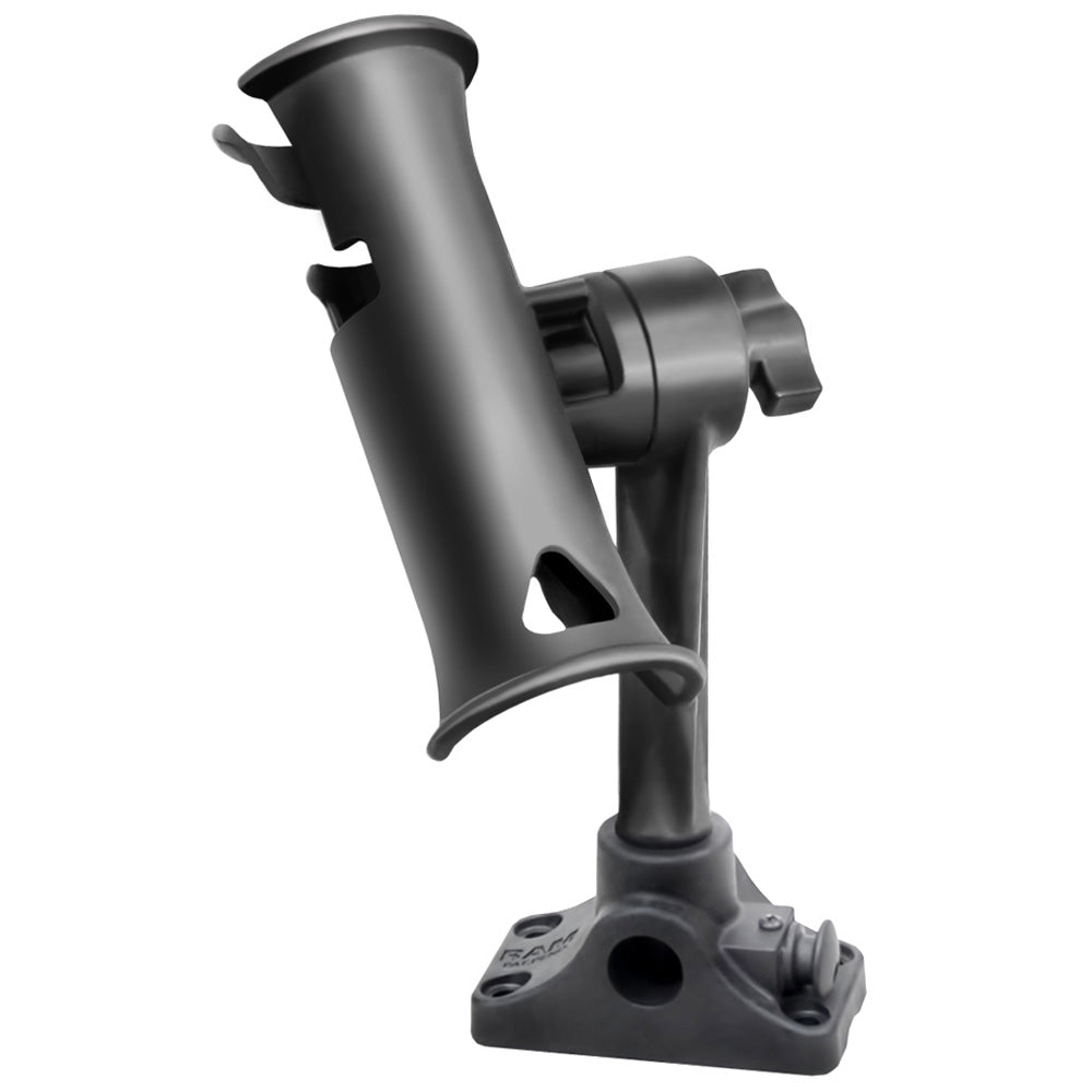 RAM Mount RAM Tube Jr. Fishing Rod Holder, Standard 6" Length Post Spline & Combo Bulkhead/Flat Surface Base w/Plunger