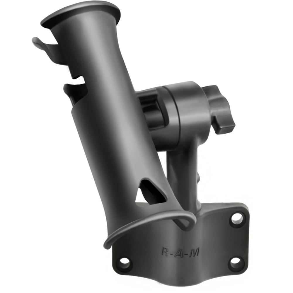 RAM Mount RAM Tube Jr. Fishing Rod Holder w/Short 4" Length Post Spline & Bulkhead Mounting Base