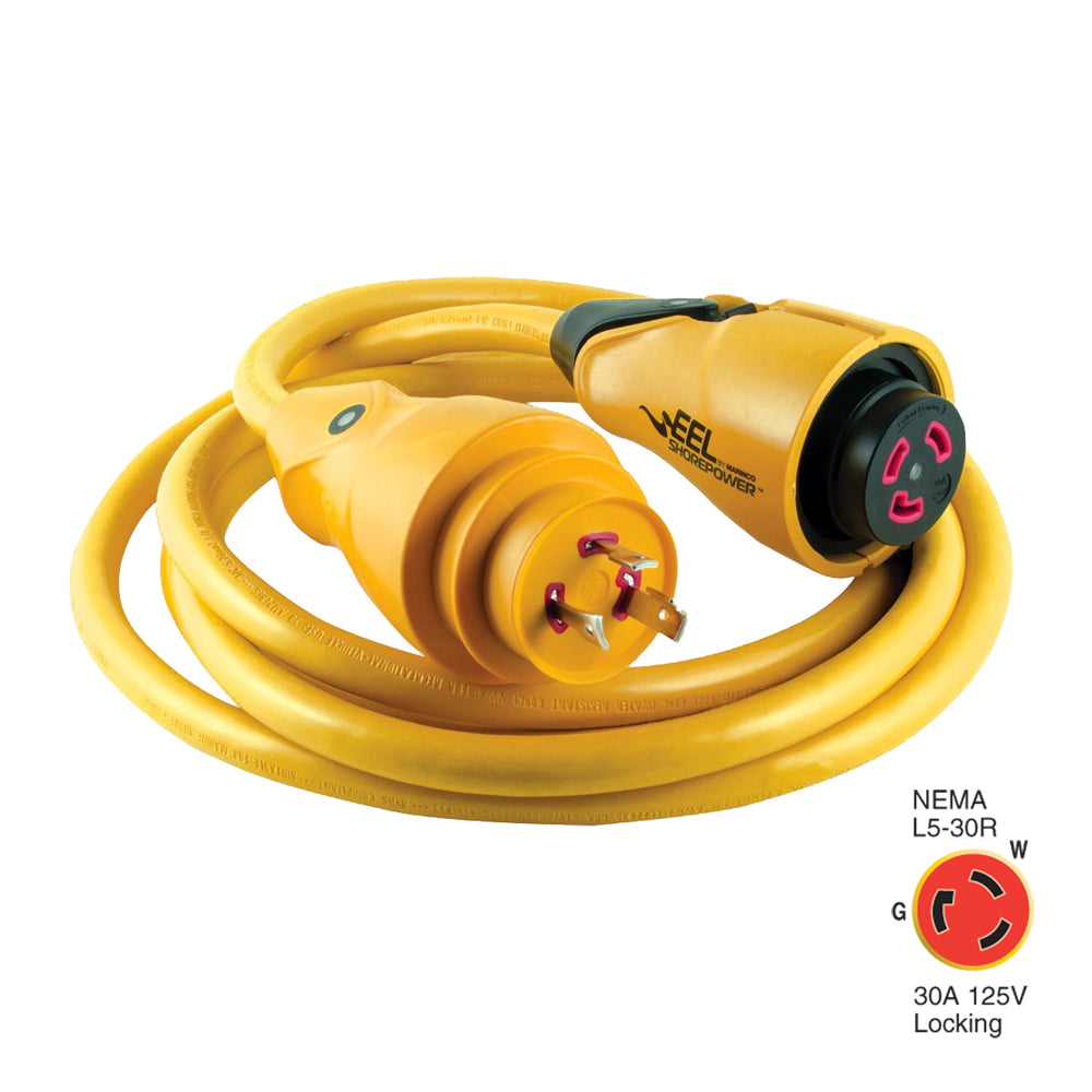 Marinco CS30-12 EEL 30A 125V Shore Power Cordset - 12' - Yellow [CS30-12] | Shore Power by Marinco 