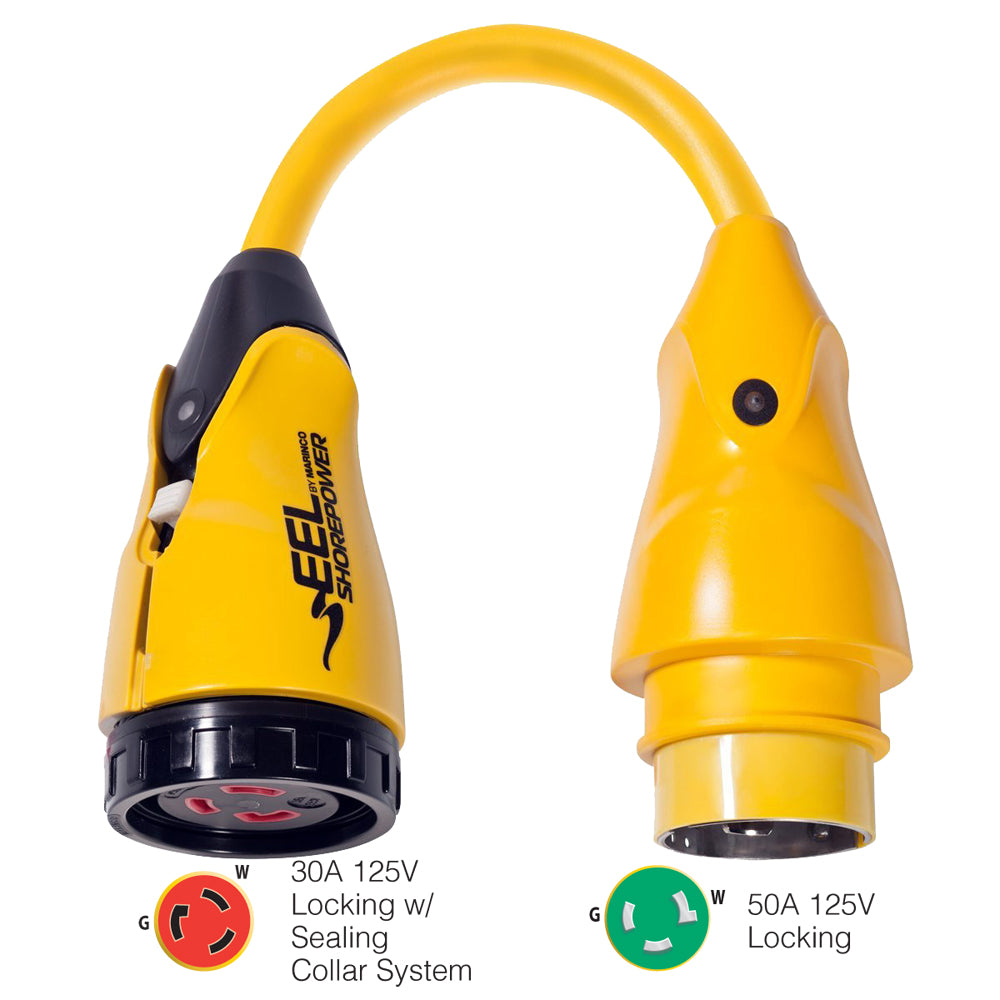 Marinco P503-30 EEL 30A-125V Female to 50A-125V Male Pigtail Adapter - Yellow [P503-30] | Shore Power by Marinco 